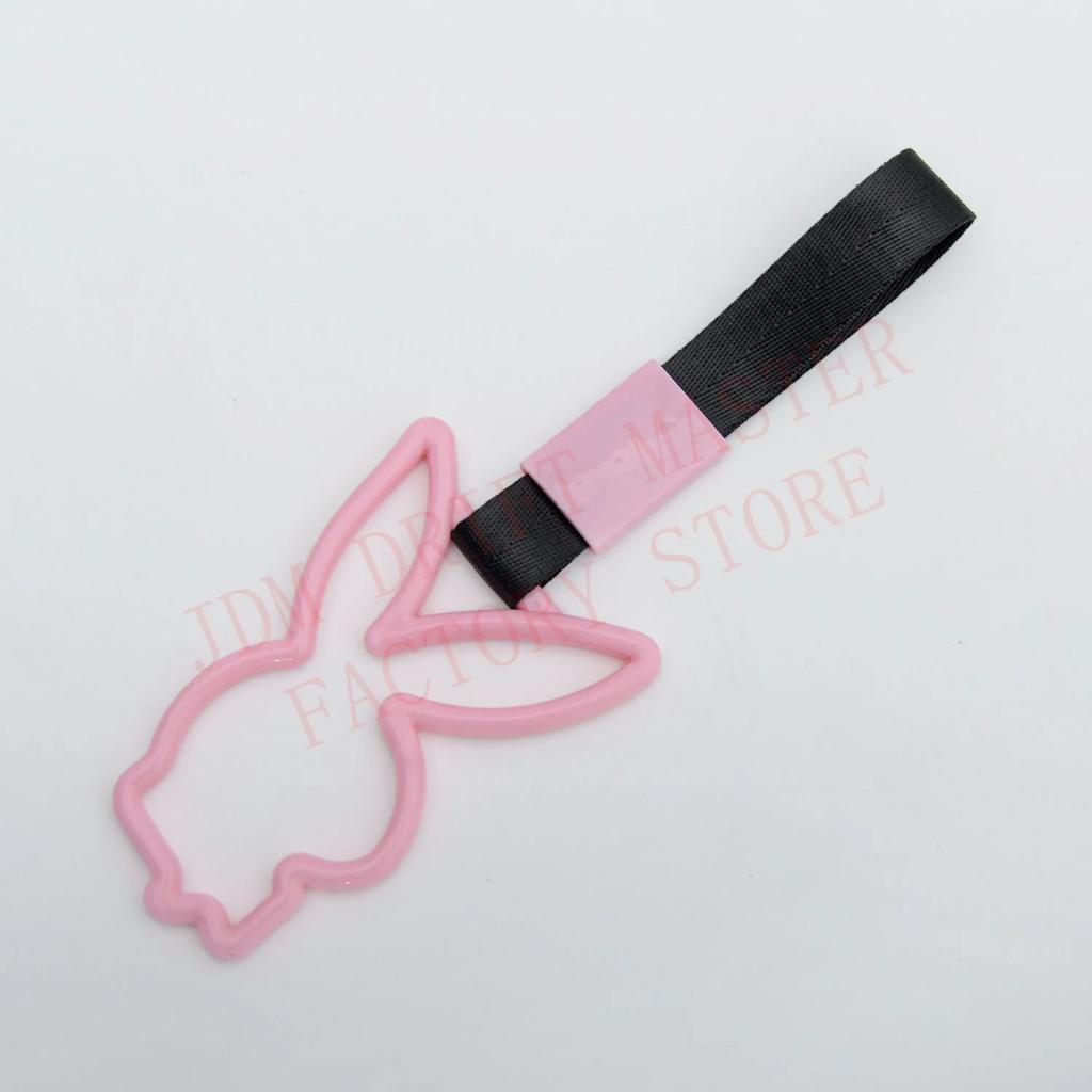 JDM Rabbit Racing Tsurikawa Ring Train Bus Handle Universal Drift Anime Car Modified Handle Nylon Strap For Car Warning