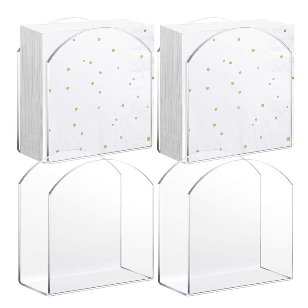 2/4PCS Acrylic Napkin Holder Stand Tissue Box Dispenser Paper Towel Storage Rack Kitchen Restaurant Modern Design Vertical Holde