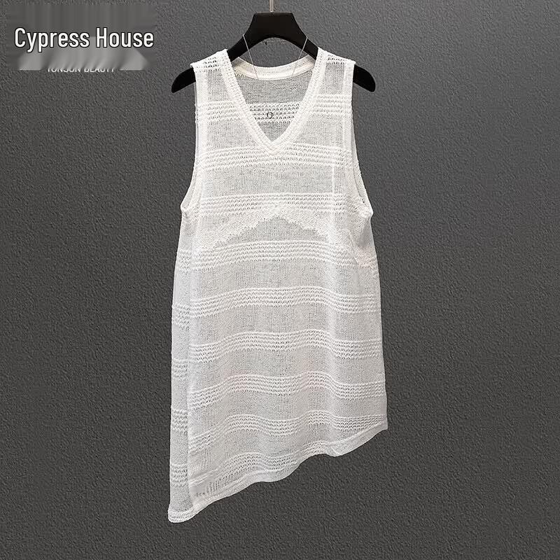 Women s Summer V-Neck Irregular Hem Knit Tank Top S