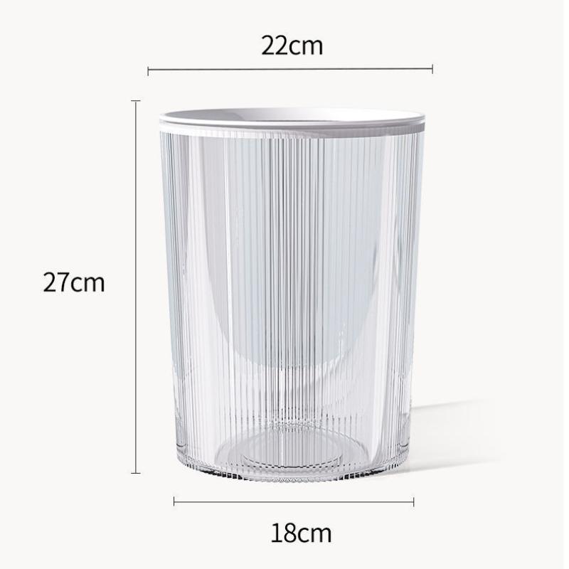New Creative Trash Can Home Living Room Bedroom Kitchen Bathroom with Pressure Ring Transparent Paper Basket Storage Compost Bin