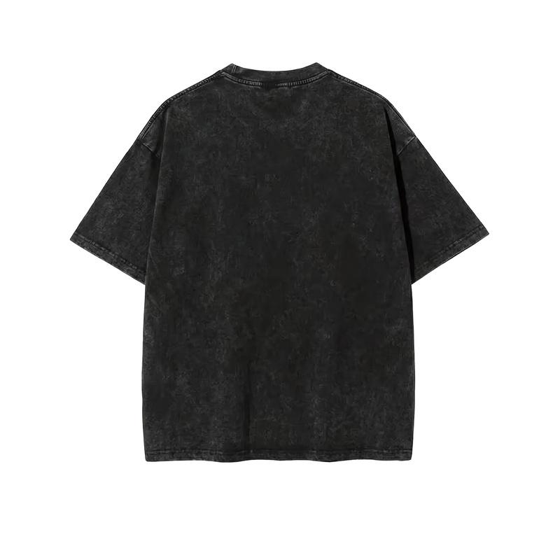 Men's Still Game/230G Washed T-Shirt/Quick-Dry Hip Hop Style, Black with Colorful Geometric Design/Casual Short Sleeve, Regular Fit/All-Season