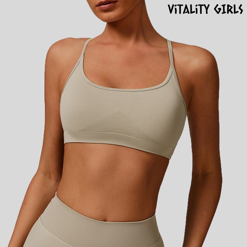 

Cross Backless Workout Clothes Wait Lifting Bra Yoga Intimates S Clay color