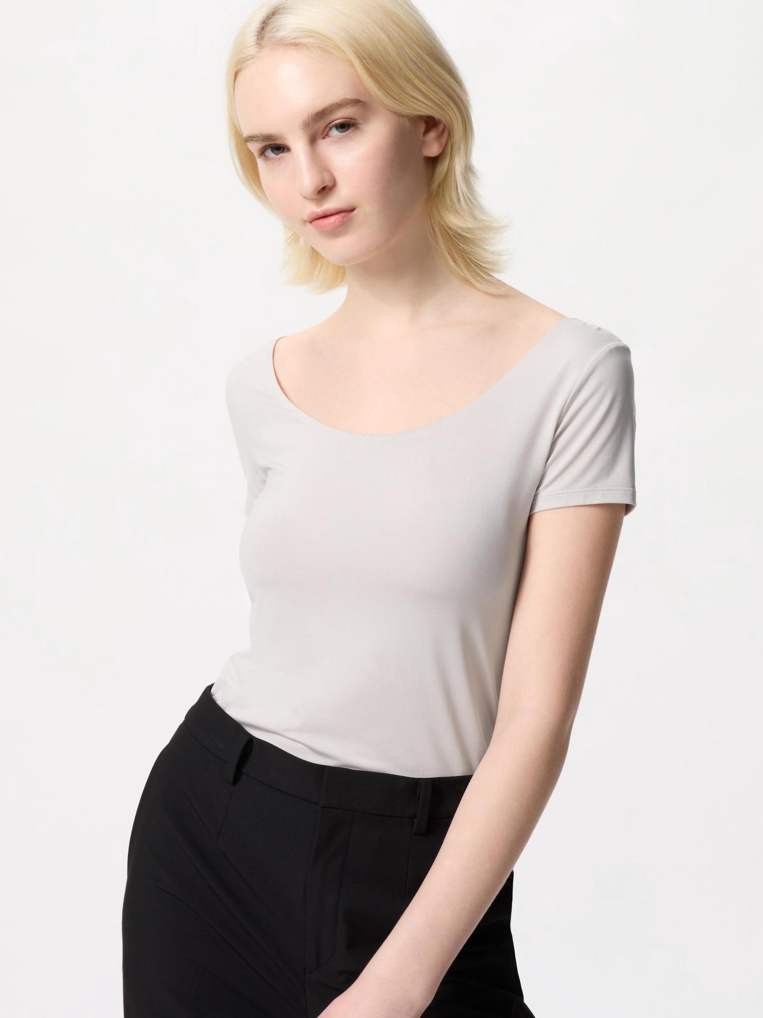 

Uniqlo Japan Airism Футболка с U-образным вырезом, с коротким рукавом 02 LIGHT GRAY/S