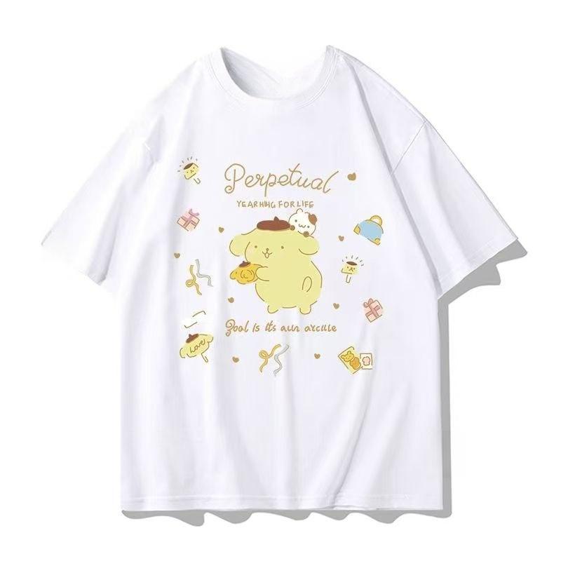 2026 Summer New Design Sanrio Cartoon Print Pure Cotton LooseFitting Breathable Womens ShortSleeved Tshirt S