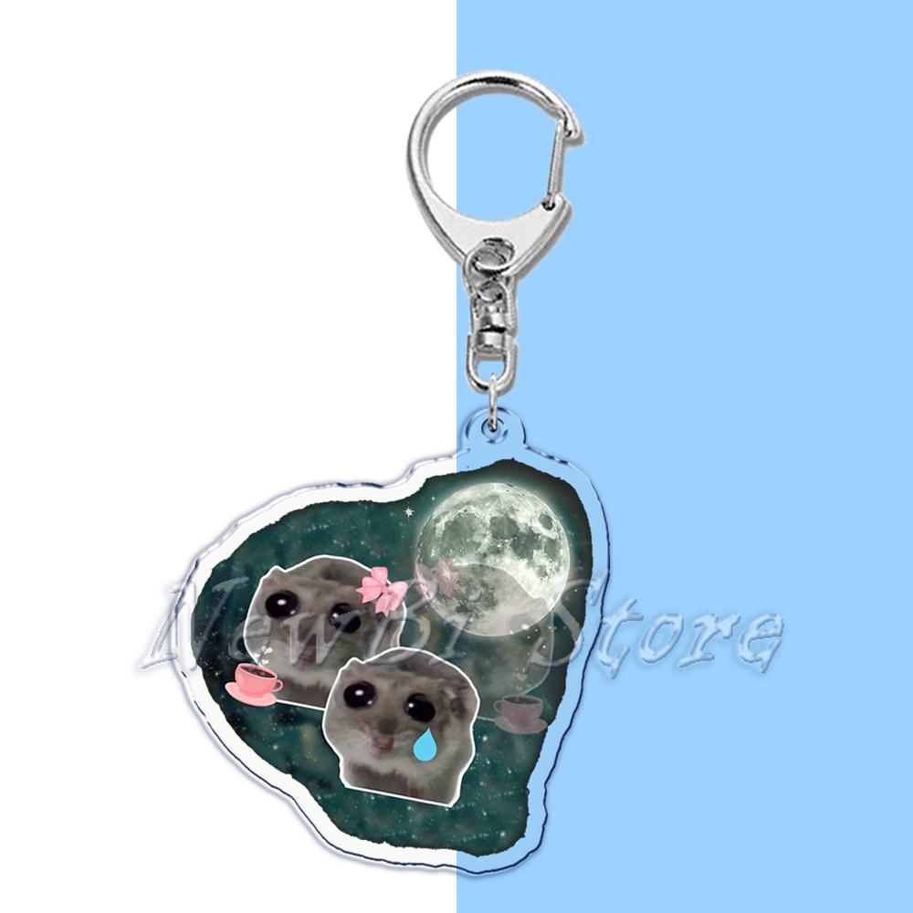 Fun Meme Im Just A Girl Sad Hamster Key Chain Keychains Ring for Accessories Bag Funny Pendant Keyring Jewelry Fans Gifts