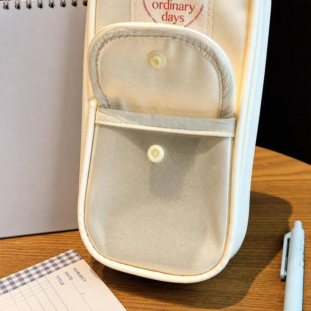 Large Capacity Pencil Case Transparent Window Stationery Storage Bag Vintage Pencil Bag