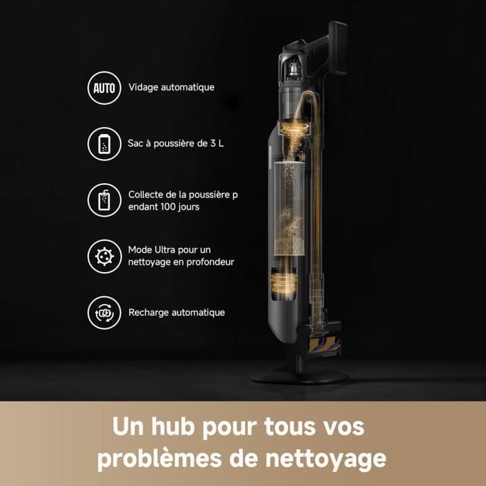 Dreame Z40 Station 310AW Aspirateur Balai sans Fil avec vidage Automatique hub de dépoussiérage, 28Kpa, Nettoyage de 160 Min,