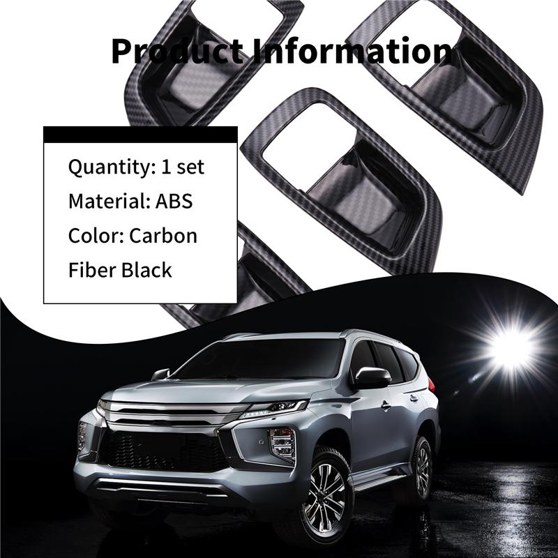 A51K-For Mitsubishi Pajero Sport  4PCS Carbon Fiber ABS Car Door Handle Bowl Protector Cover Trim Moldings Car Styling