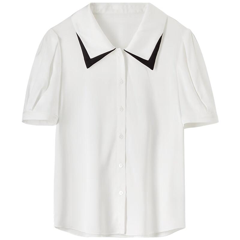 Women's Summer Pleated Color-Block Short Sleeve Shirt