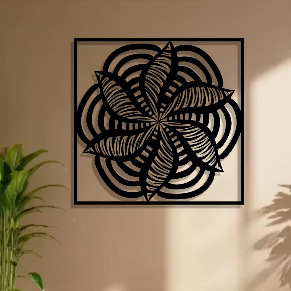 1pc Mandala Metal Wall Art Iron Statue Mural, Weather-Resistant for Living Room Garden Fence, New Year Christmas Easter Thanksgiving Home Decor