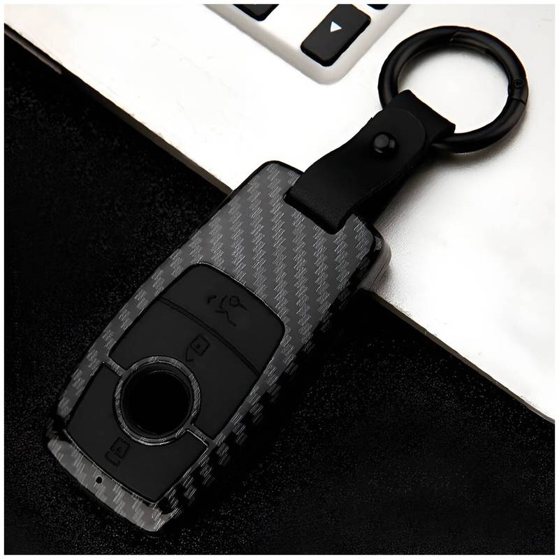 Car 3 Button Key Fob Cover Case Holder Bag Shell Fit For Mercedes-Benz A B C E S CLA GLE GLS W213 W205 W463 Carbon Fiber Style