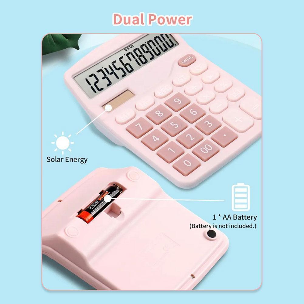 Desktop Calculator Standard Function Calculator with 12-Digit Large LCD Display Solar & Battery Dual Power for Home Basic O E7I9