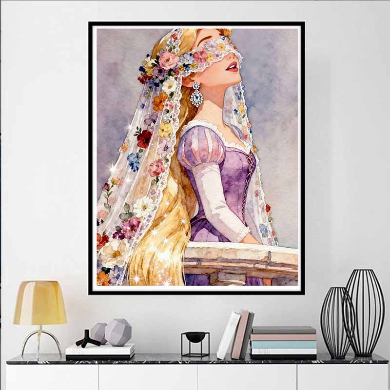 Disney 5D DIY Diamond Painting Rapunzel Watercolor Illustration, Embroidery Mosaic Cross Stitch Home Decor Gifts Crafts