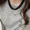 2025 Sense Layered Black Agate & Pearl Necklace - Light Luxury Women's Clavicle Chain Accessory