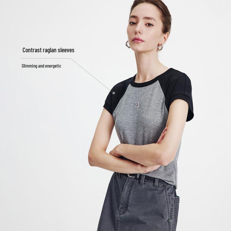 Navigare Women's Tencel Wool Contrast Short Sleeve T-Shirt