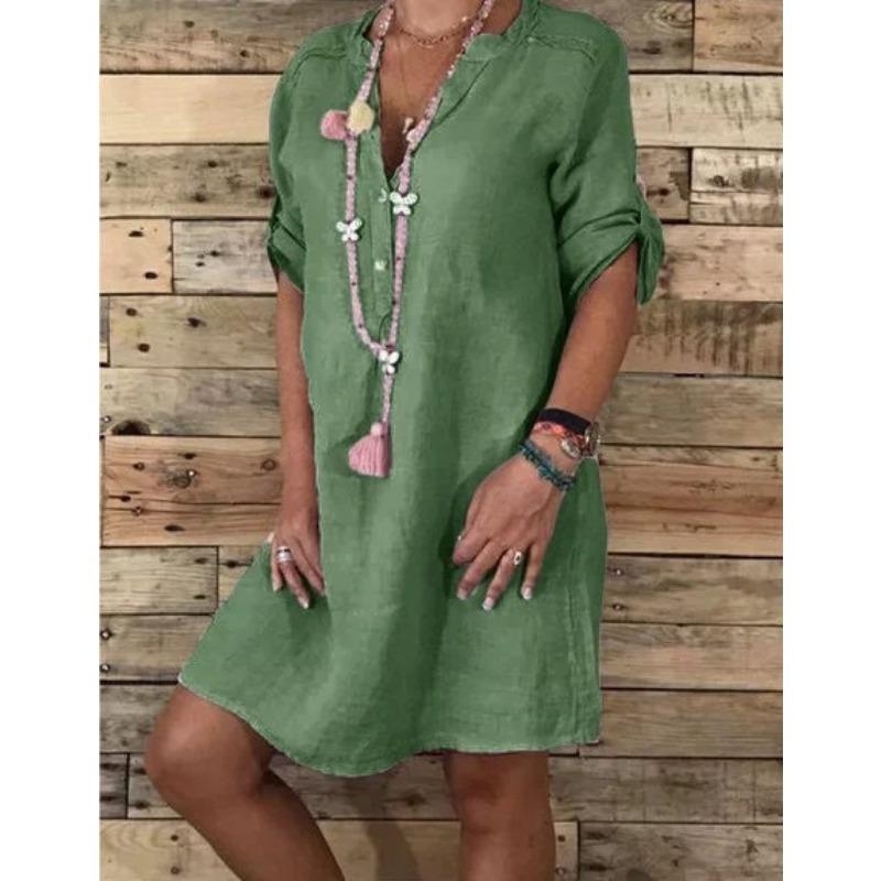 

Женское платье из хлопка и льна, разноцветное, разного размера, с открытым верхом, повседневные платья L зелёный