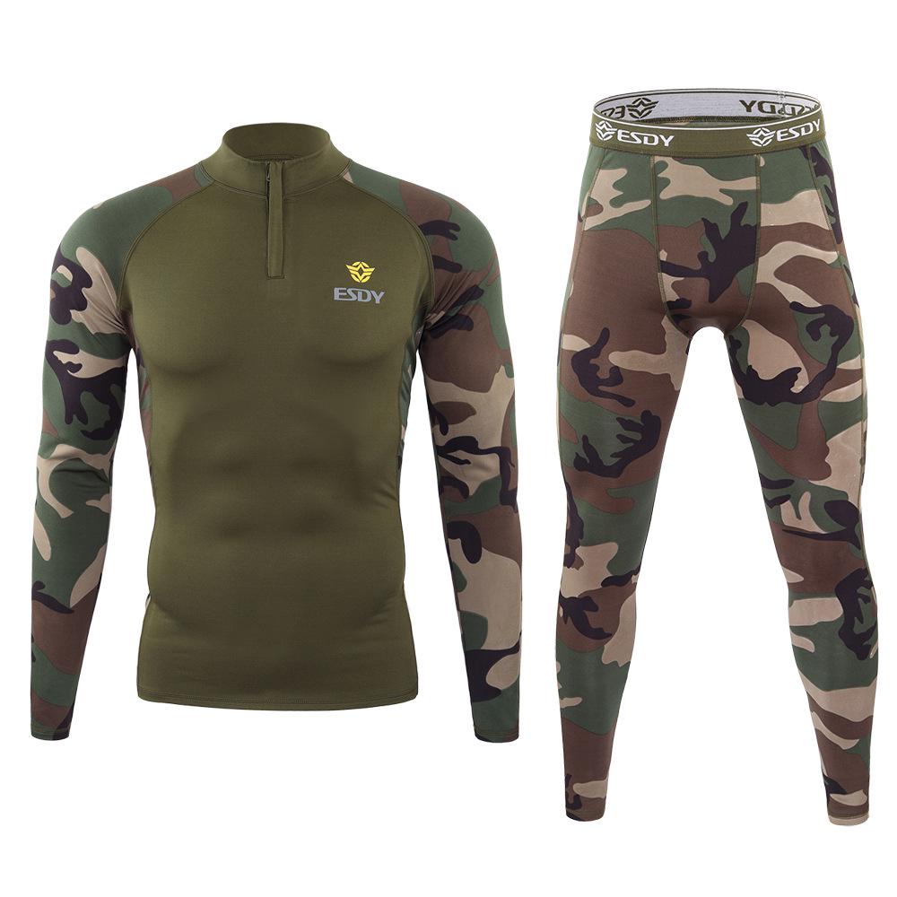 ESDY Men s Camouflage Cycling Base Layer Set: Breathable, Sweat-Wicking, Warm Fleece, Tight Fit XL