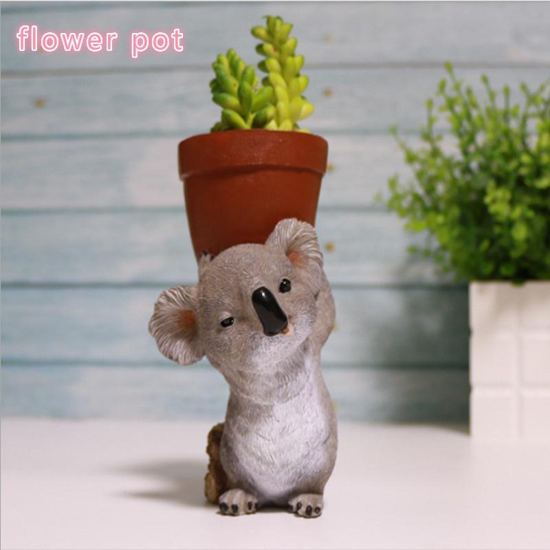 New Koala Spectacle Pen Holder Seeds Melon Fruit Plate Pot Keychain Resin Craft Animal Girl Gift