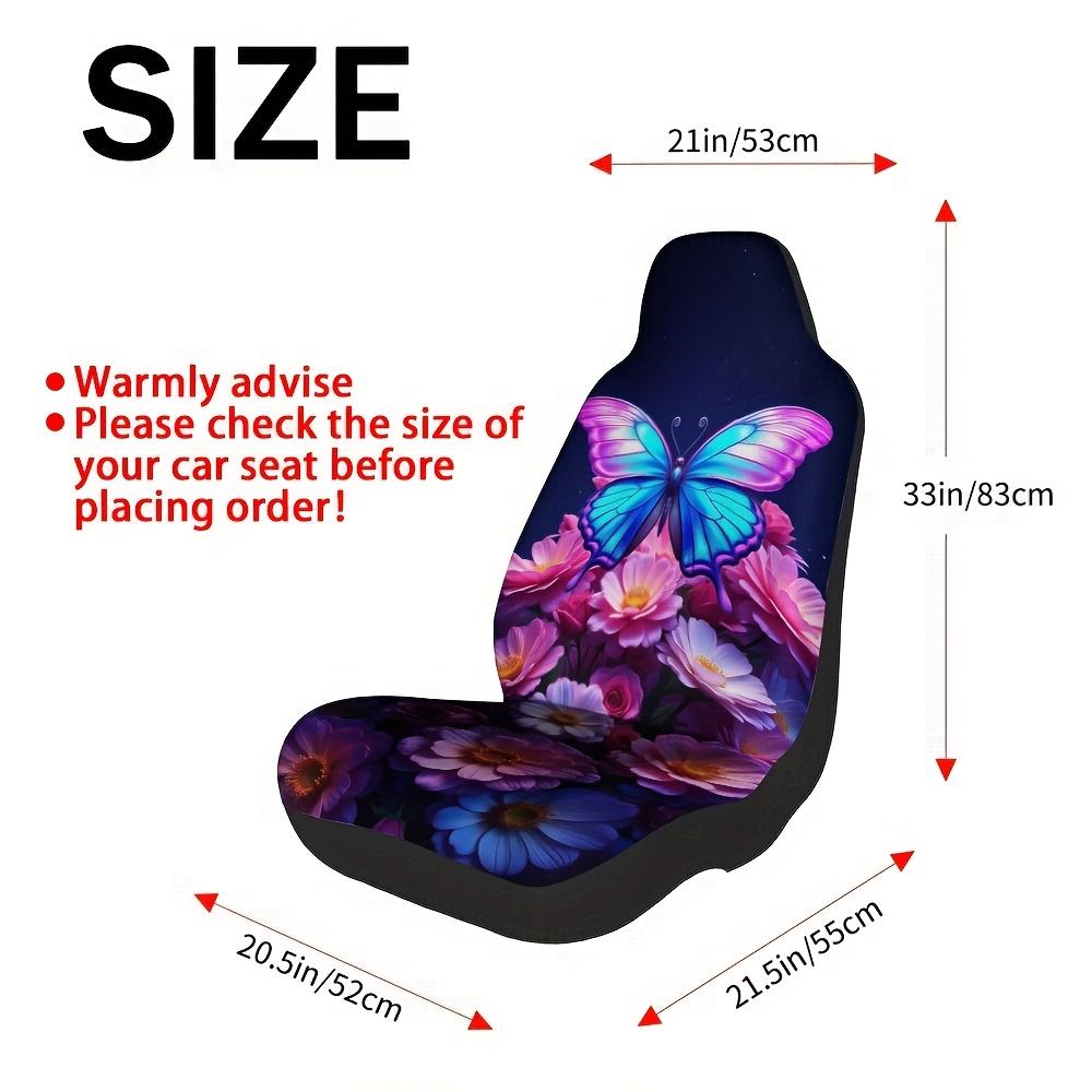 2pcs, Butterfly Floral Colorful Art Graphic Pattern Car Seat Covers, Elegant Front Seat Covers For Modern Car Design, Everyday F