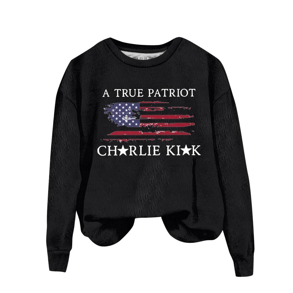 Ladies Fashion Casual Long Sleeve Printed Round Neck  Pullover Top