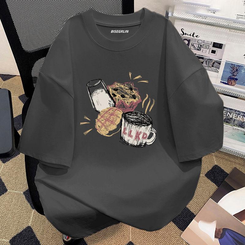 Damen Sommer Beliebtes Kurzarm-T-Shirt Baumwolle Atmungsaktiv Lockeres Oberteil Bedrucktes T-Shirt Lässig