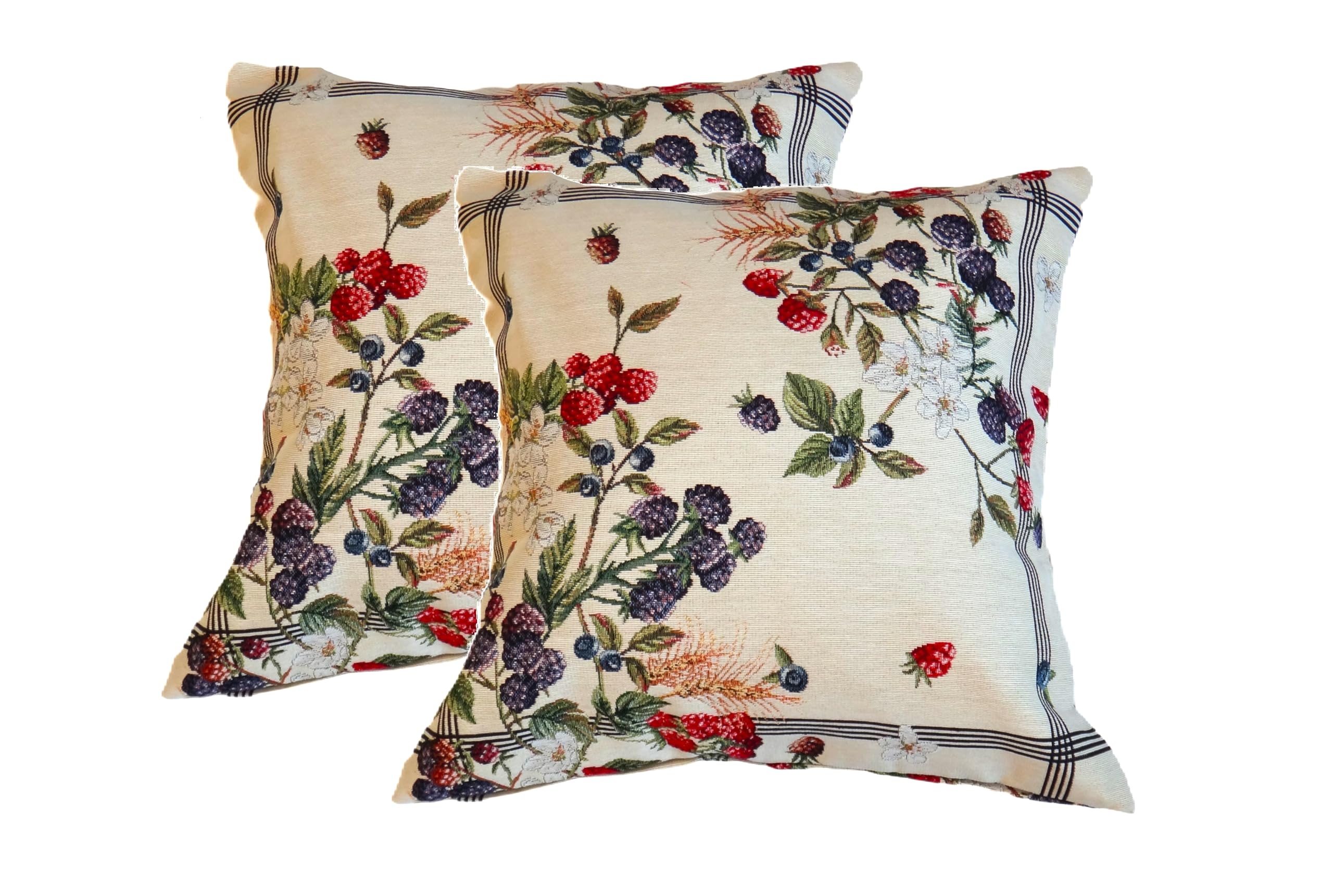 

VEGATEX Наволочки, 45 x 45см, Набор из 2 штук, Гобеленовое плетение, Рисунок «Ягоды Южной Франции»