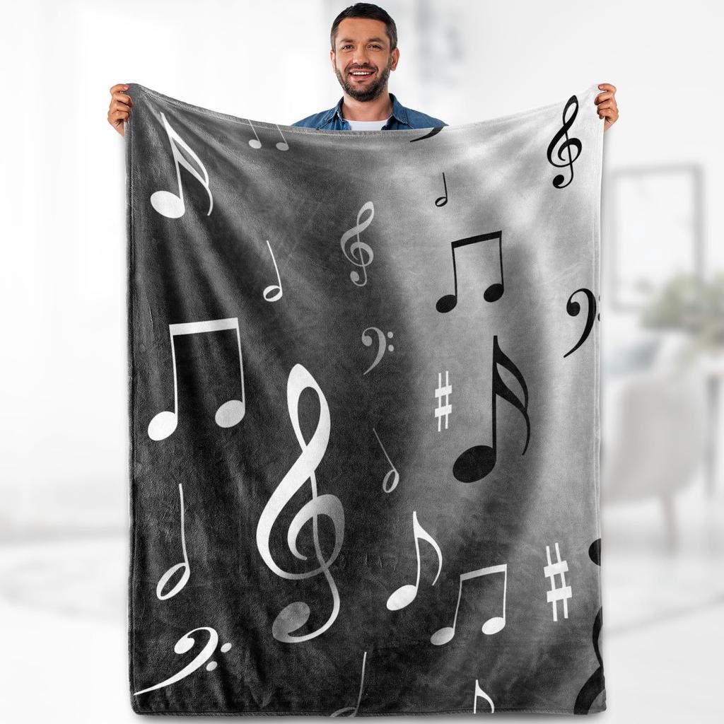 Musical Guitar Pattern Printed Blanket for Sofa Bed Travel Camping Living Room Office Conditioning Blanket for All Seasons Gifts