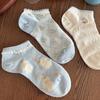 5 Pairs Cute Puppy Socks Women'S Summer Thin Short Socks Low Cut Shallow Mouth Lace Japanese Bowknot Boneless Non-Slip Mesh