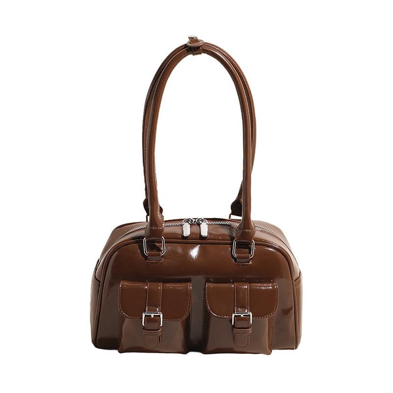 IELGY Retro Casual Commuter Shoulder Armpit Bag Large Capacity Simple Bowling Bag