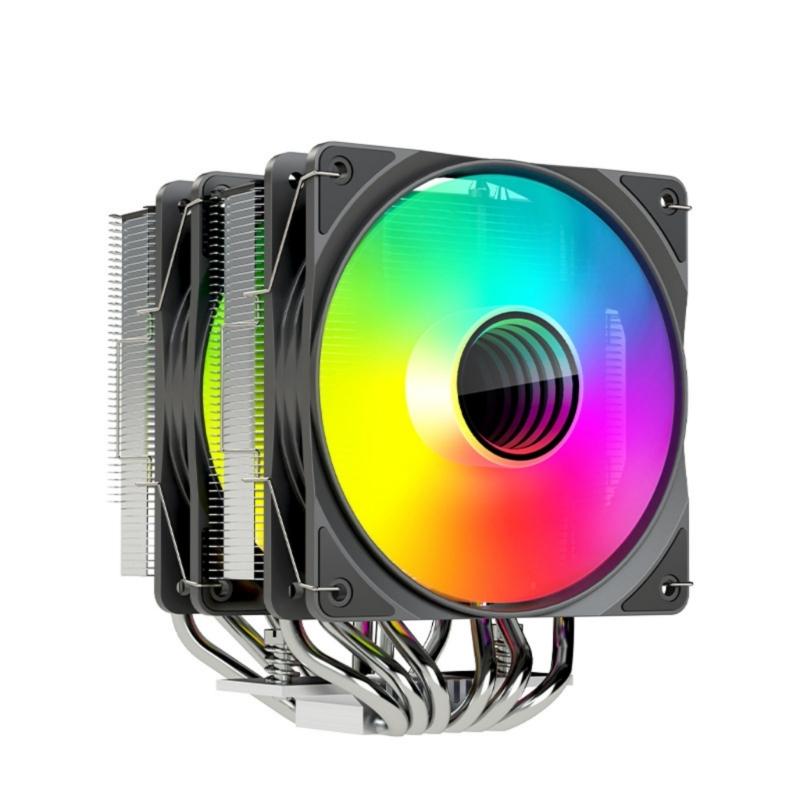 PWM Controlled Copper Base Tower CPU Air Coolers Double Cooling Fan Design 145mm Height ARGB Lighting For PC Builds