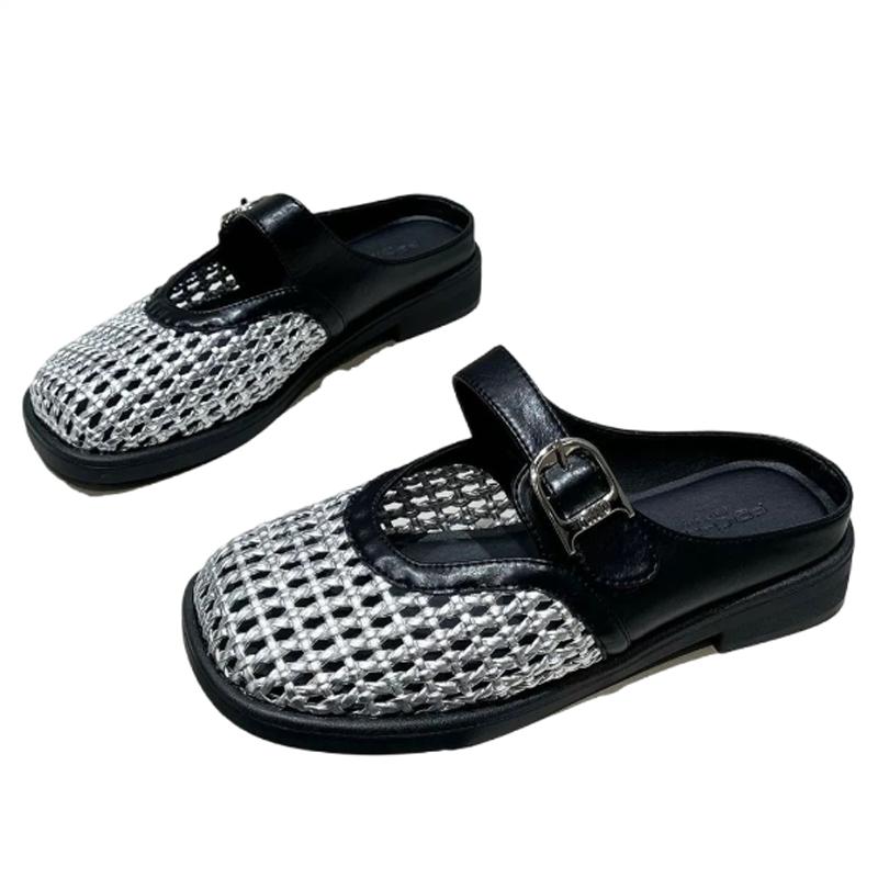 Moda Moda Damskie Kapcie Średnie Obcasy Buty Slingback Letnie Puste Sandały Codzienne Damskie Szpilki 2025 Przytulne Sukienka Marka Chaussures Femme