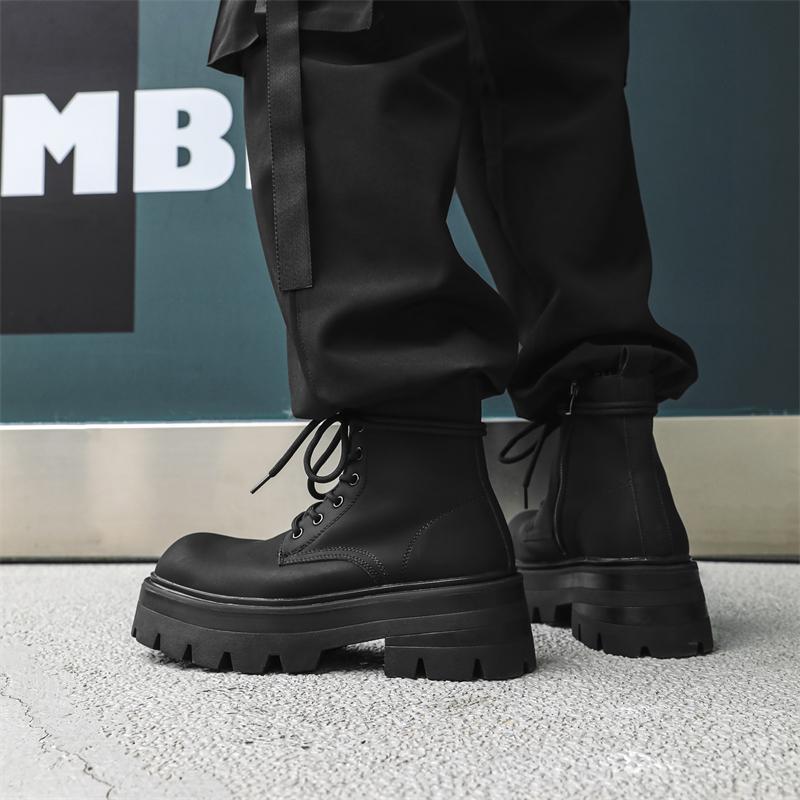 Fashion Fashionable Autumn  Winter New Men's Lace-Up Casual Boot Short-Top Anti-Slip Walking Boot Classic Durable Height-Increasing Boot