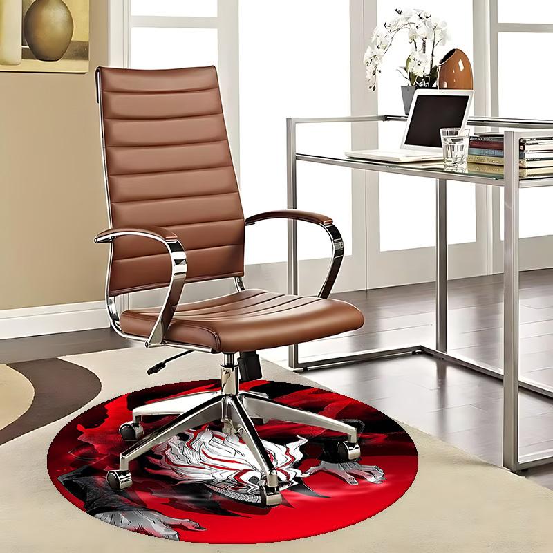 1pc Tokyo Ghoul Kaneki Ken Round Carpet Anime Cartoon Design, Office Chair Mat, NonSlip Rug for Home Decor, Living Room