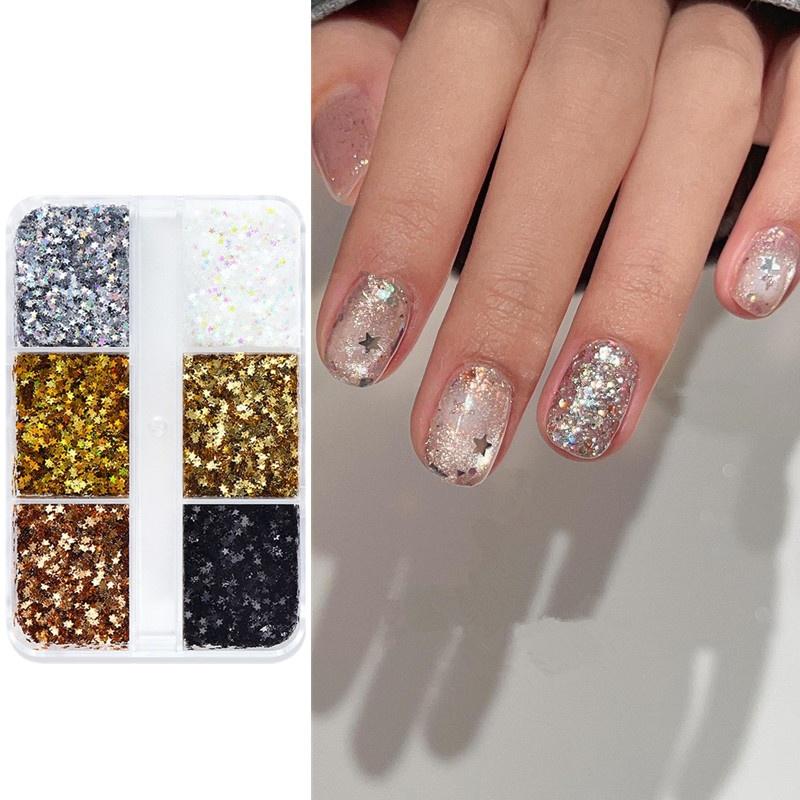 

1Mm Mini Sparkling Star Nail Glitter Sparkling Pentagram Nail Decoration Nail Salon Design Cute Accessories Diy Nail Art Design