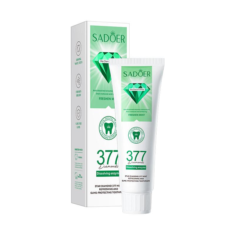 Peppermint refreshing gum care toothpaste, naturally freshens breath and whitens teeth.