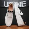 2025 Spring Autumn Men's Dress Shoes White Loafers Leather Casual Shoes Slip on Moccasin Shoes Fashion Men Shoes Design Shoes
