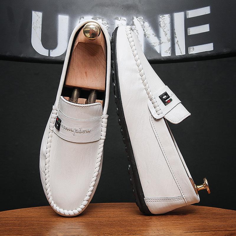 2025 Spring Autumn Men's Dress Shoes White Loafers Leather Casual Shoes Slip on Moccasin Shoes Fashion Men Shoes Design Shoes