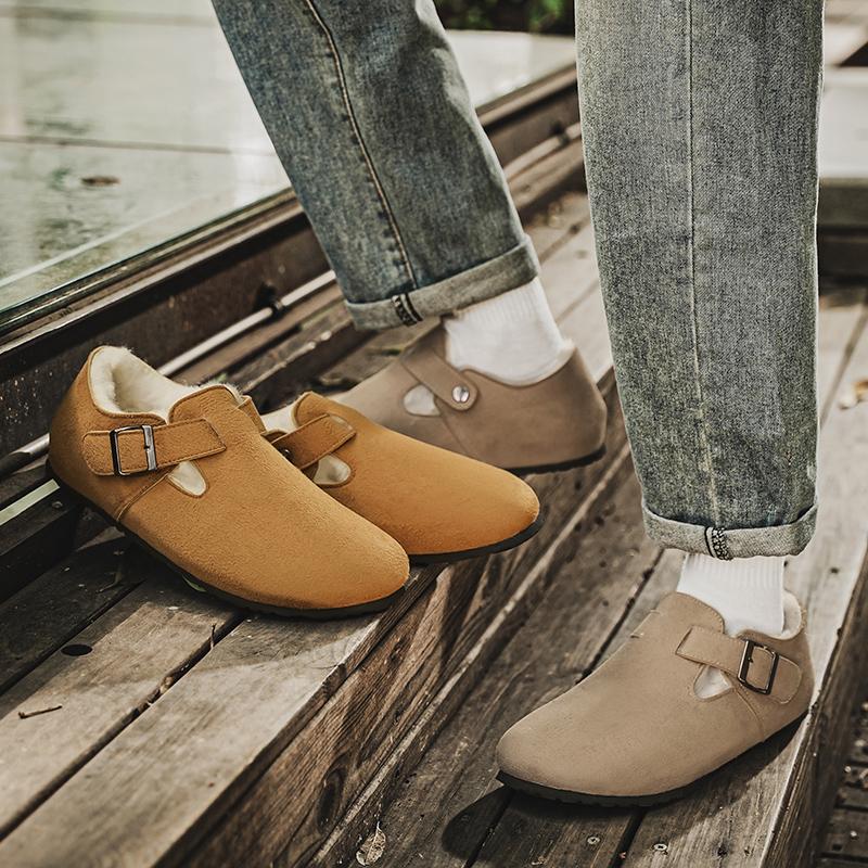 Herren Pelz Baumwollschuhe Outdoor Mode Lässige Warme Flauschige Hausschuhe Herren Winterhausschuhe Indoor Herren Plüsch Flache Pelzschuhe