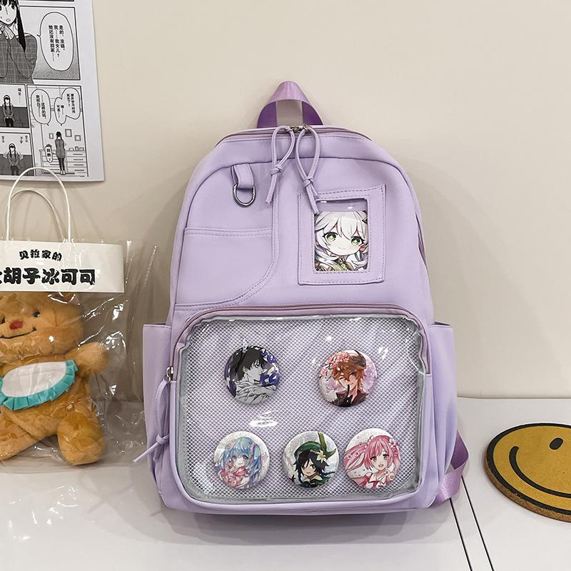 Japanese Ba Chi Pain Bag Second Dimensional Girl Simple Backpack Large Capacity Solid Color Campus School Bag Female Student Backpack