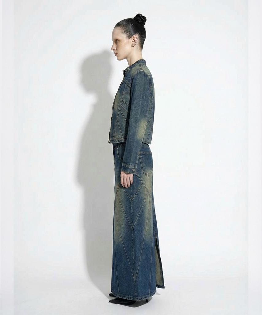 DILETTANTISME Piping Heart Denim Long Skirt
