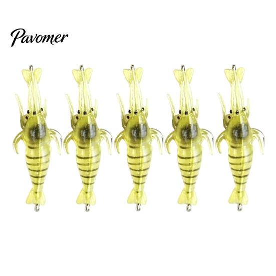 Saltwater Fishing Lure 5/10/20/40Pcs 4CM/1.3G Bionic Shrimp Soft Lure, Glow-in-the-dark Bass Lures Bait with Hook, Freshwater Swimbait Realistic