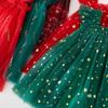 Sommer Weihnachten Kinder Mädchen Kleid Druck Ärmelloses Layered Tüll Kleid Plüsch Ball Hut Weihnachten Kleidung