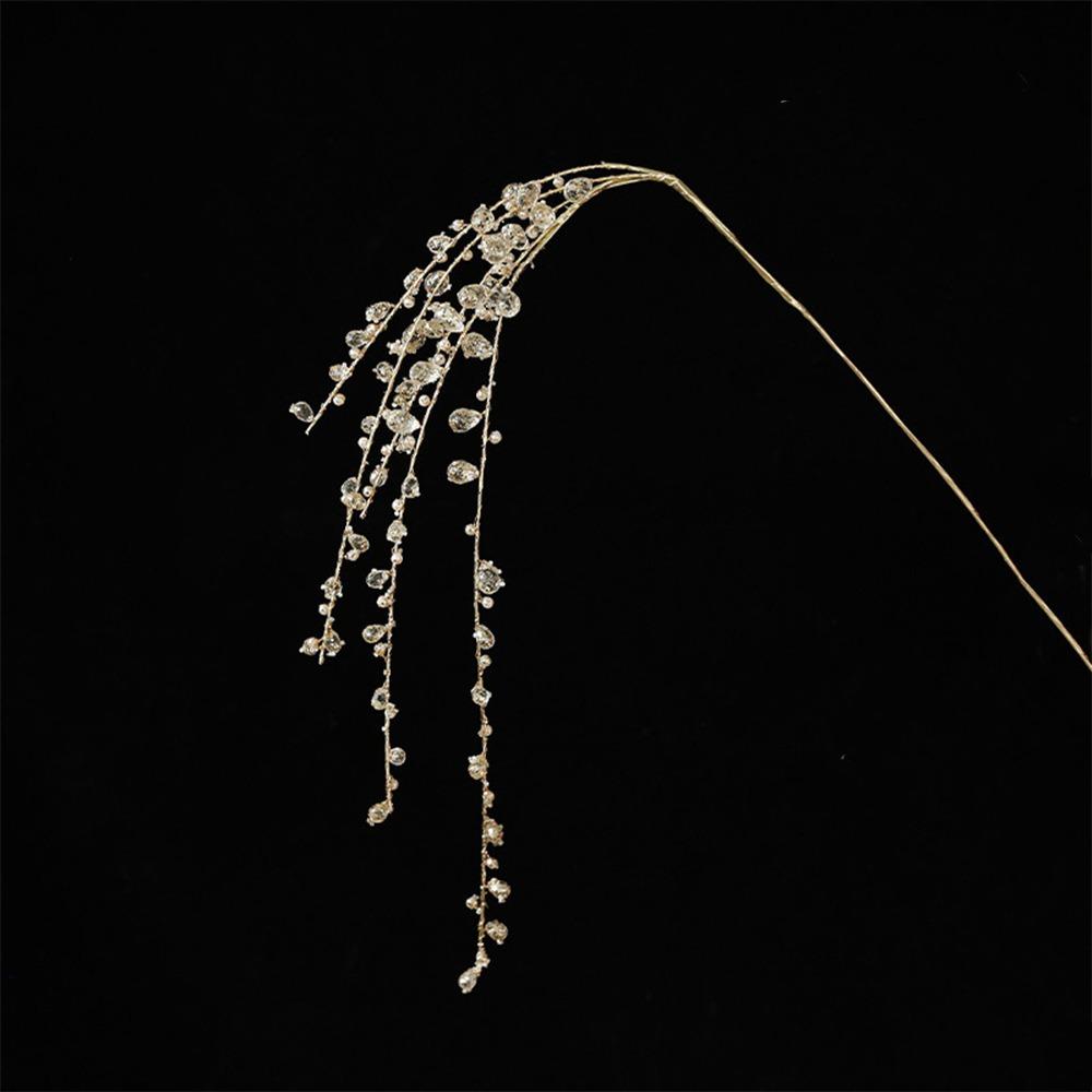 Glitter Finish Christmas Crystal Pick Branch Crystal Dangle with Butterfly Acrylic Christmas Decor Sprig Long Stem Sparkling