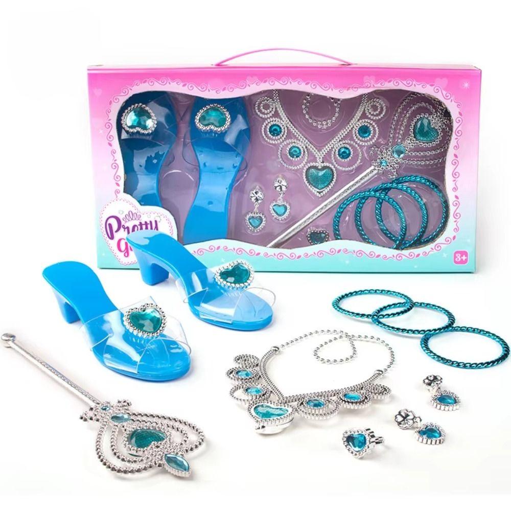 Necklace Crown Girls Jewelry Toys Pretend Play Crystal Shoes Toy Princess Dress Up Toys  Halloween