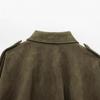 2025 Spring Bestseller: Green Suede Bomber Jacket Coat