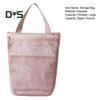 Storage Shower Bag Beach Toilet Bag Zipper Closure Large Capacity Solid Color Hollow Mesh Cosmetic Bag with Handle