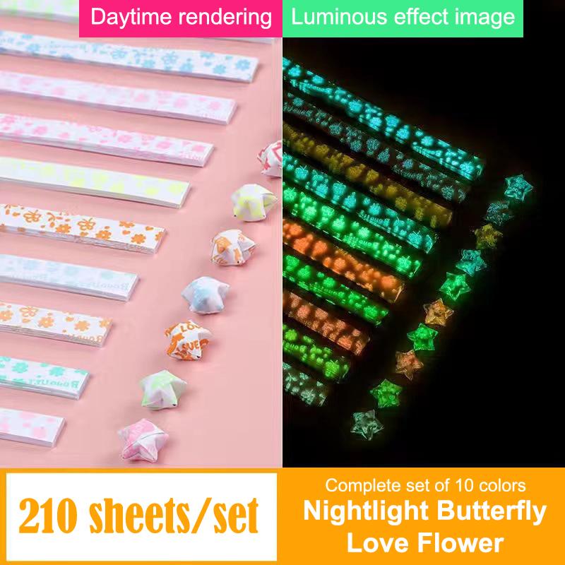 210 Sheets Luminous Origami Paper Stars Cute Folding Paper Lucky Star Origami Star Paper Strips For Diy Hand Paper Arts Crafts
