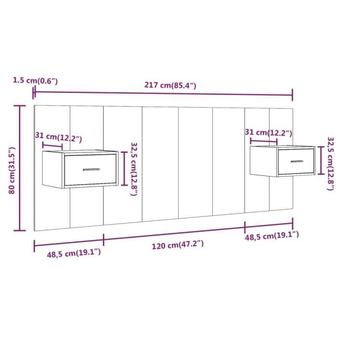 VidaXL Headboard with Cabinets Sonoma Oak Engineered Wood 3115678