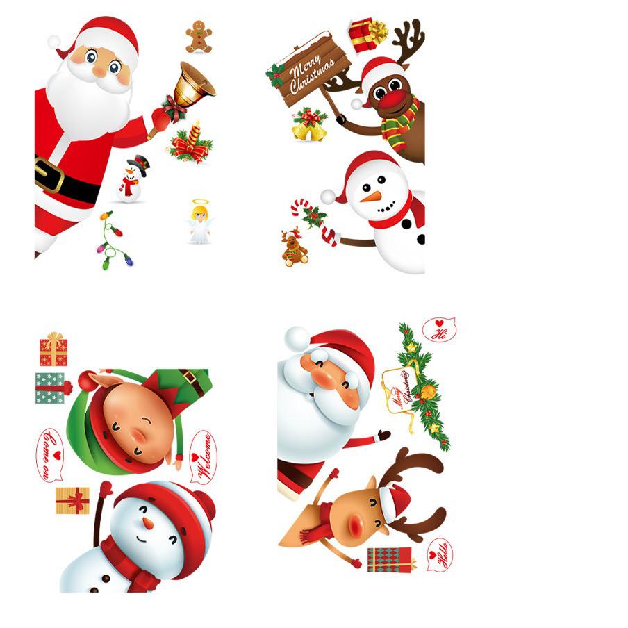 Doppelseitige Weihnachtsfensteraufkleber: Weihnachtsmann, Schneemann, Schneeflocke & Rentier Aufkleber