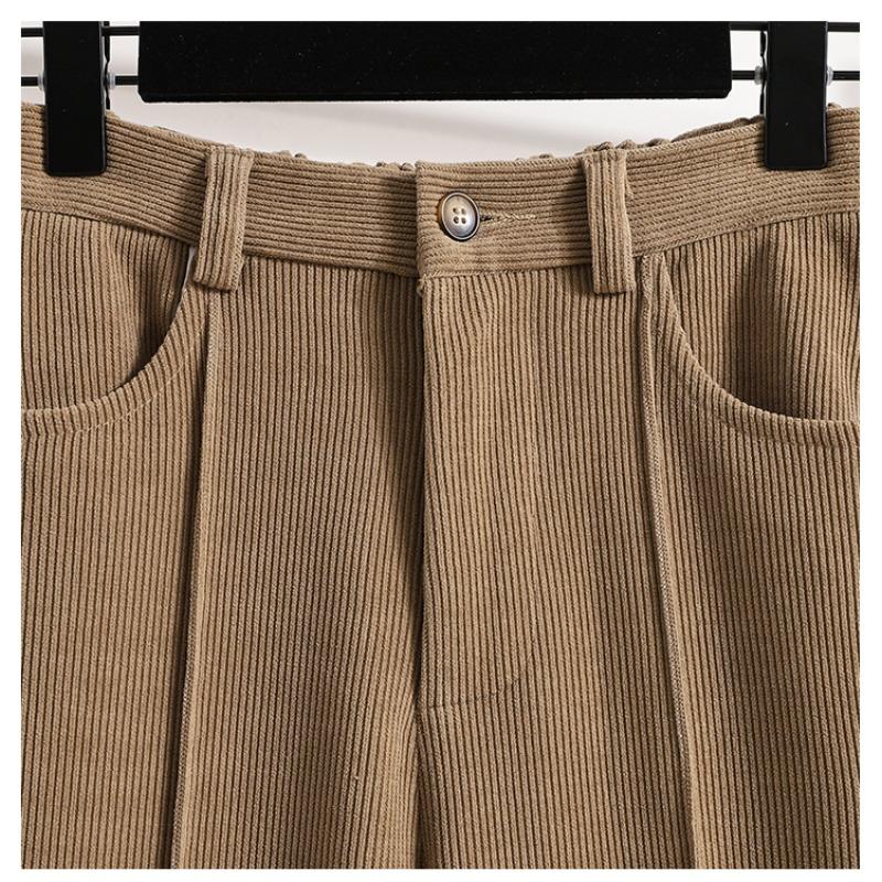 Dimanaf 2025 Autumn Plus Size Corduroy Trousers New Women Clothing Fashion Loose Pleated Vintage Pants